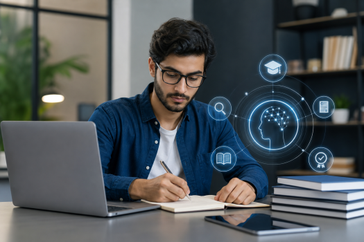 Étudiants préparant une certification Certiport avec Excel et une aide IA sous supervision