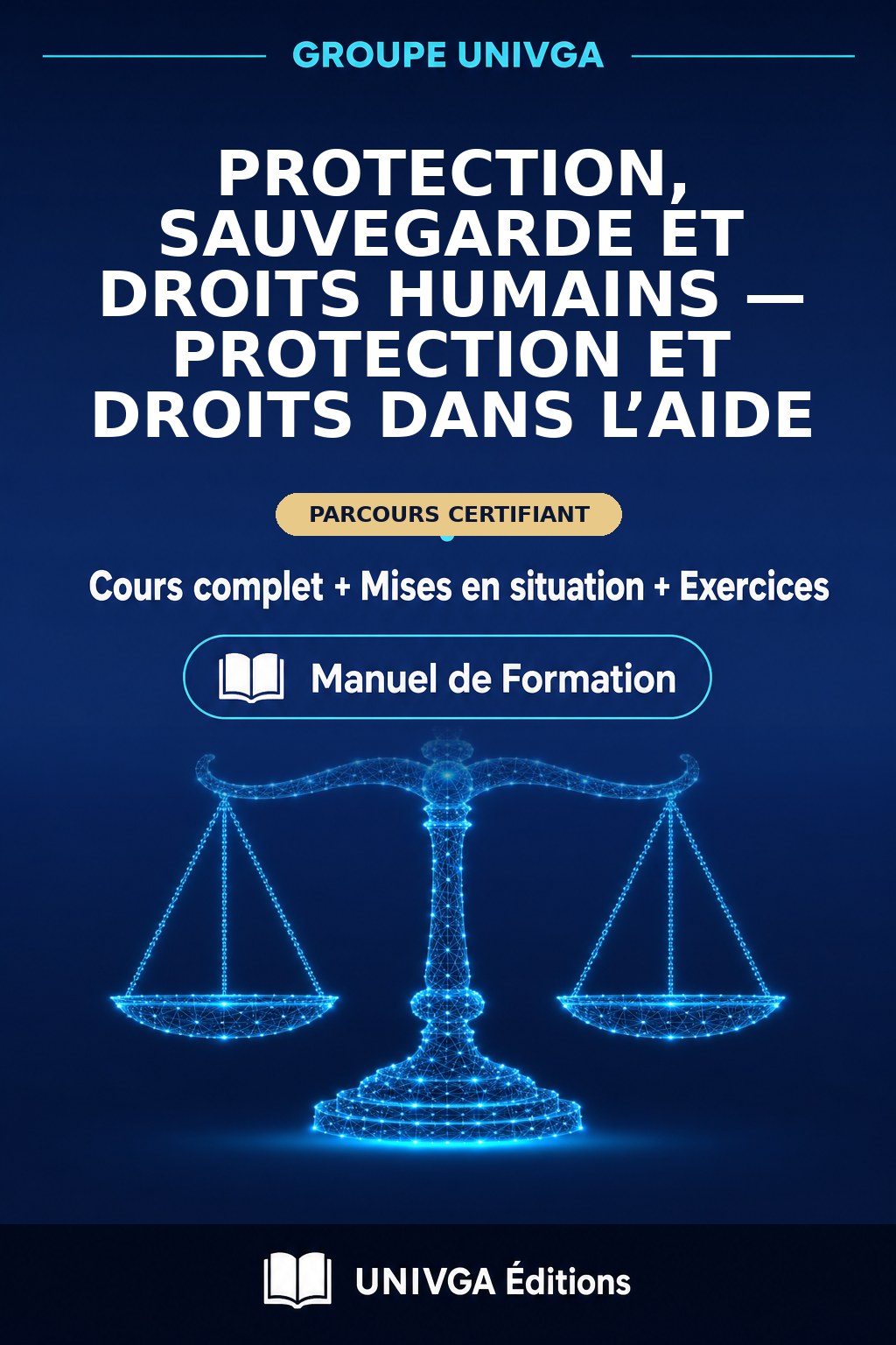 Couverture du manuel — Certificat Professionnel en Protection, Sauvegarde et Droits Humains — Protection et Droits dans l’Aide
