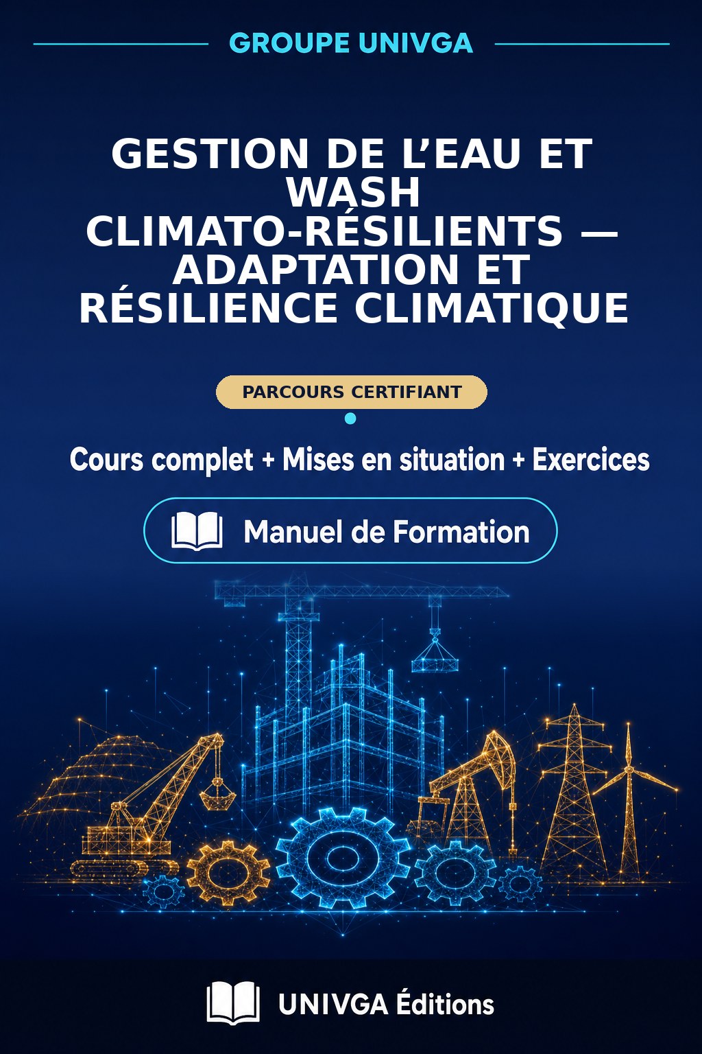 Couverture du manuel — Certificat Professionnel en Gestion de l’Eau et WASH Climato-résilients — Adaptation et Résilience Climatique
